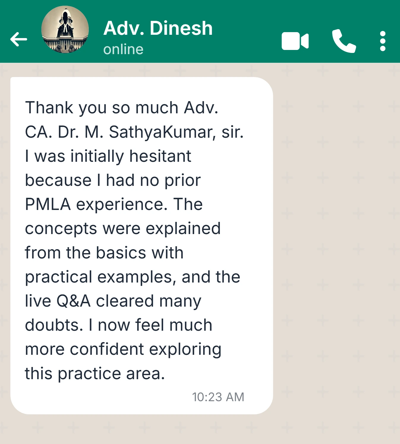 WhatsApp Testimonial 4