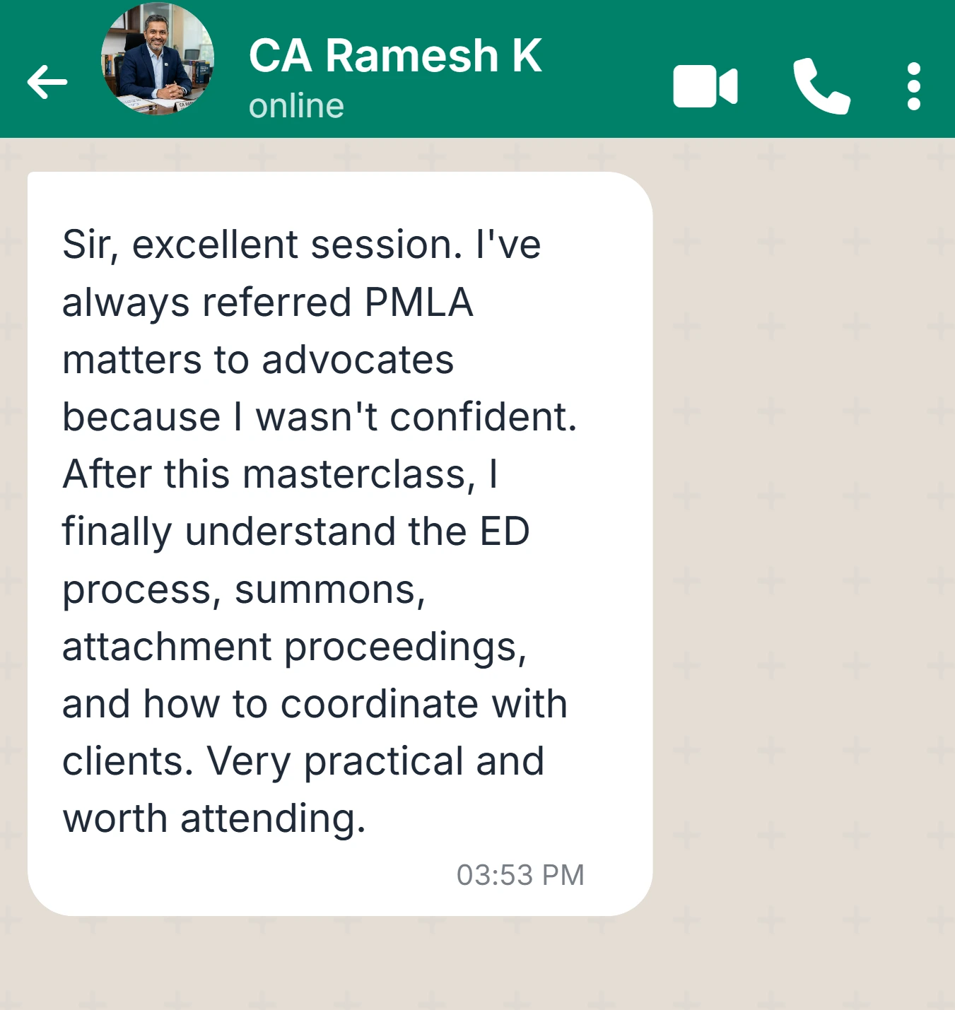 WhatsApp Testimonial 3